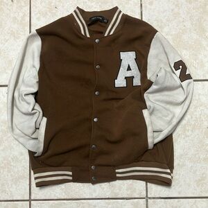 Varsity Style Brown and Cream Jacket